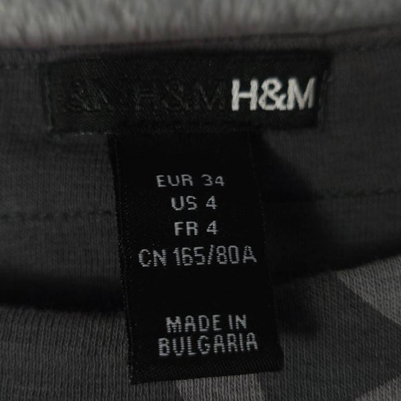 H&M Womens Dress A Line Gray Geometric Mini Jewel Neck Short‎ Sleeve Retro 4 - Picture 6 of 6